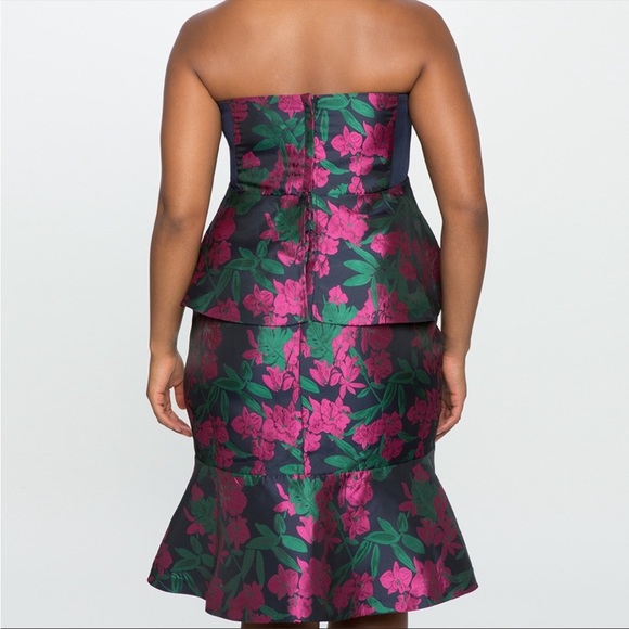 Eloquii Floral Double Peplum Strapless Cocktail Dress SZ 18 NWT - Picture 2 of 7